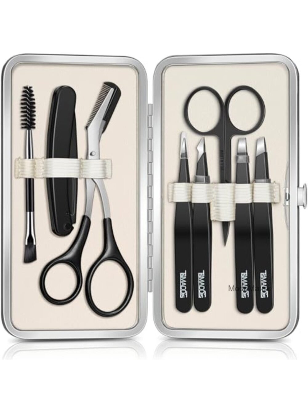 8 in 1 Professional Eyebrow Tweezers Kit with Trimmer Scissors Razor Brush